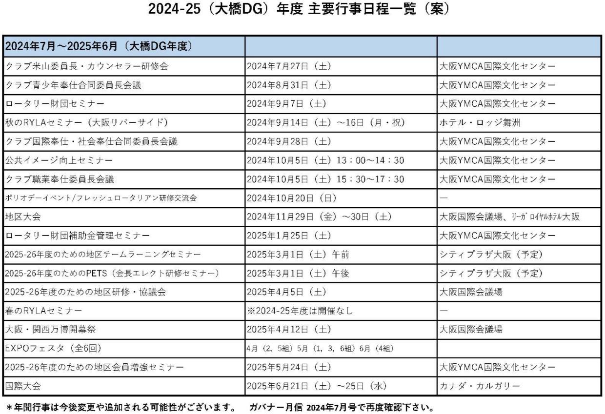 2024-25地区行事日程